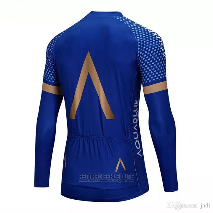 2018 Fahrradbekleidung Aqua Blue Sport Blau Trikot Langarm und Tragerhose - zum Schließen ins Bild klicken